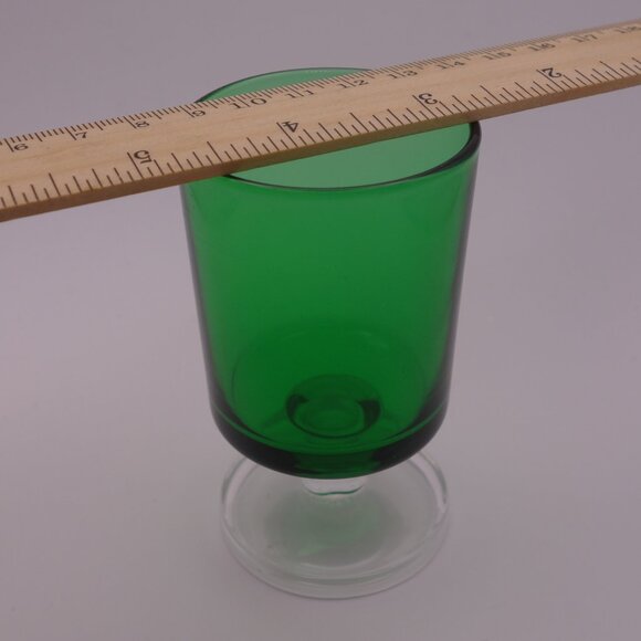 One(1) Green Glass with Circular Stem Base France - Picture 11 of 14